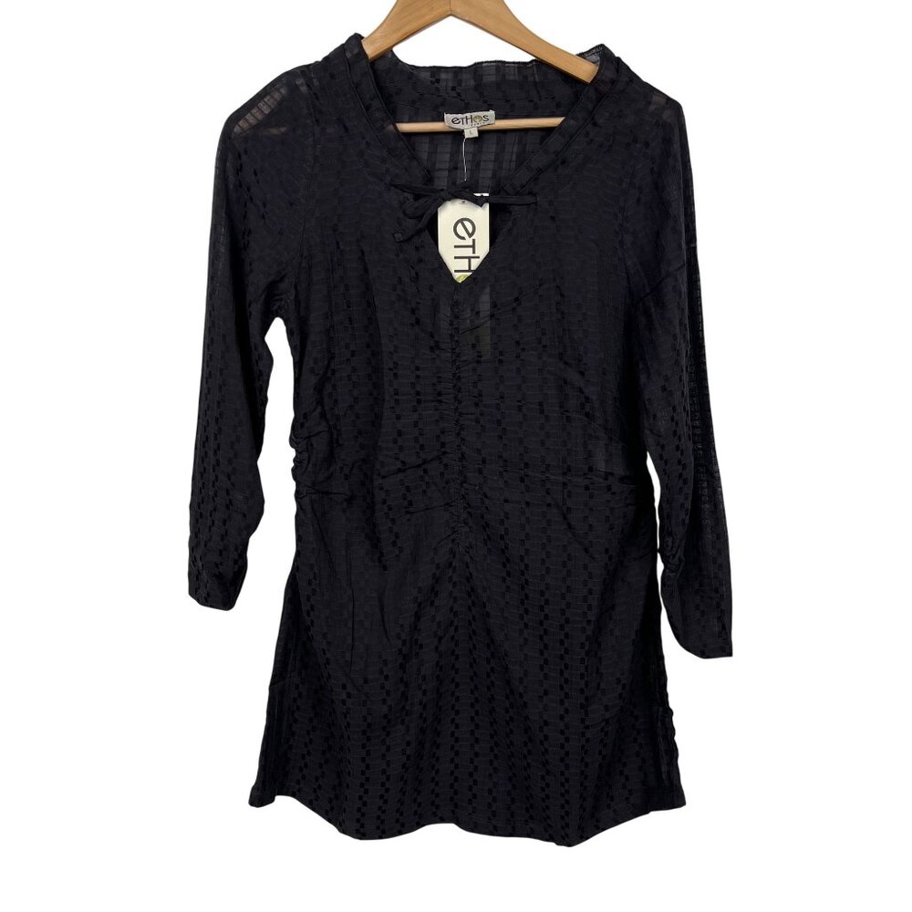 NWT‎ Ethos Paris Fola 100% Organic Banana Fiber Ebony Tunic Top Sz Large
